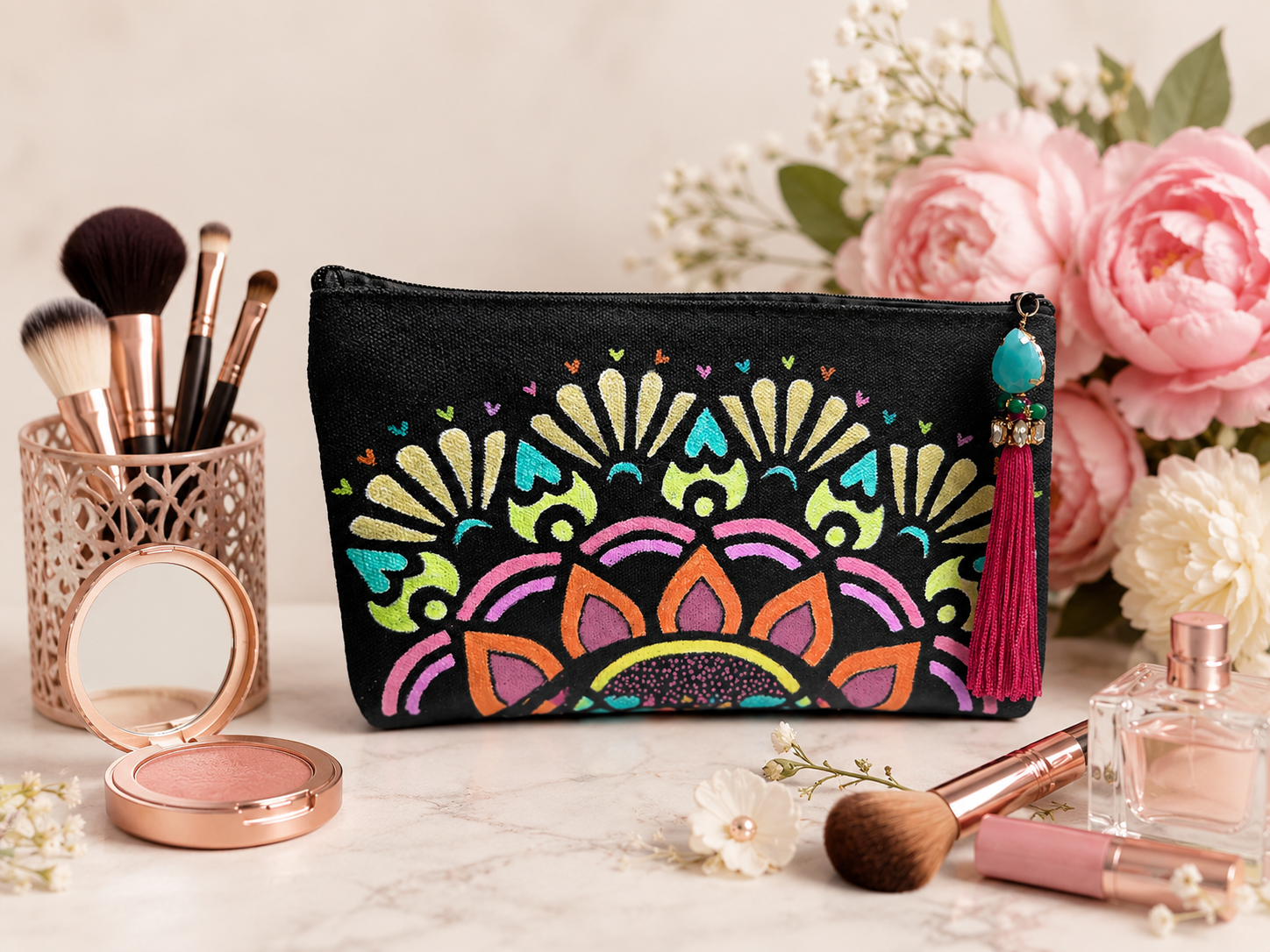 Hand painted Canvas Pouches